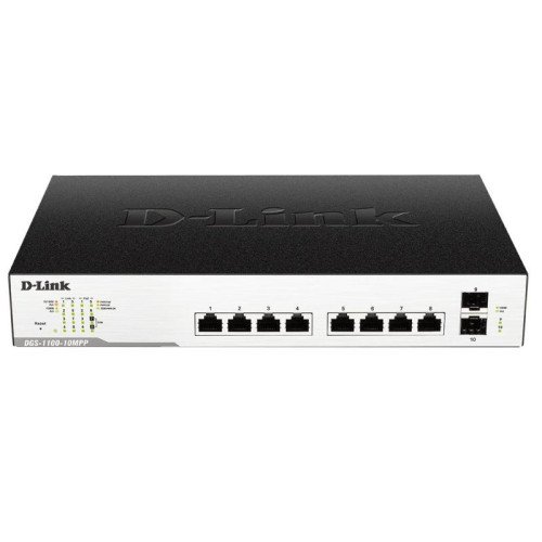 NET SWITCH 10PORT 1000M POE/2P SFP DGS-1100-10MP D-LINK