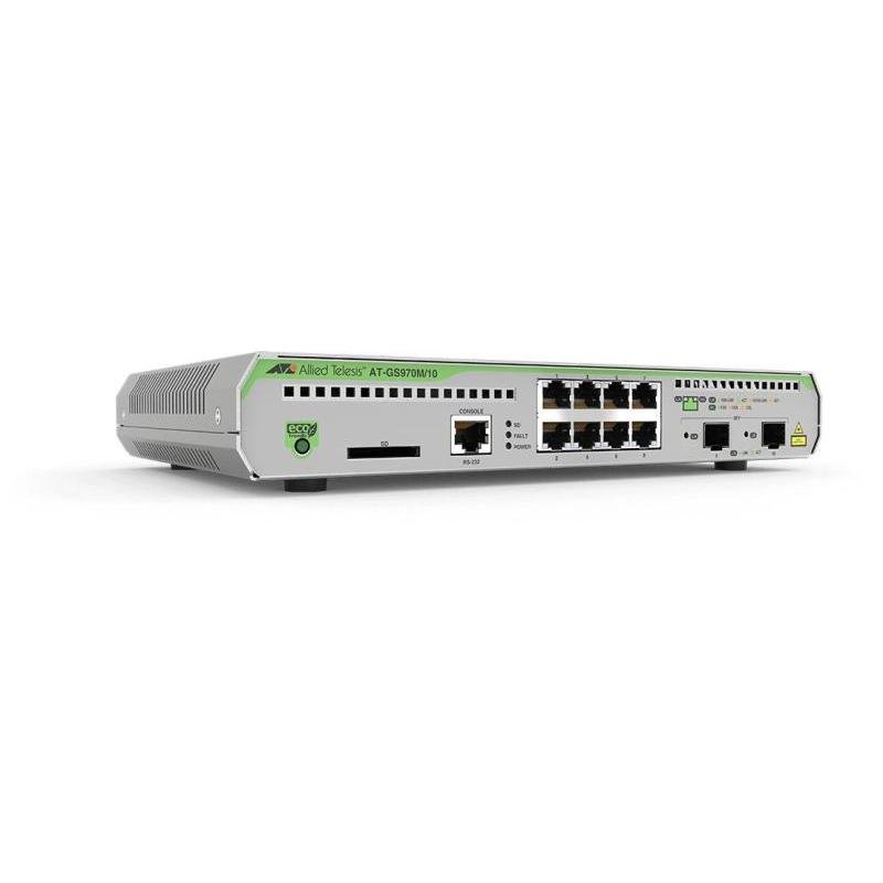 NET SWITCH 8PORT 10/100/1000T/+2SFP AT-GS970M/10PS-50 ALLIED