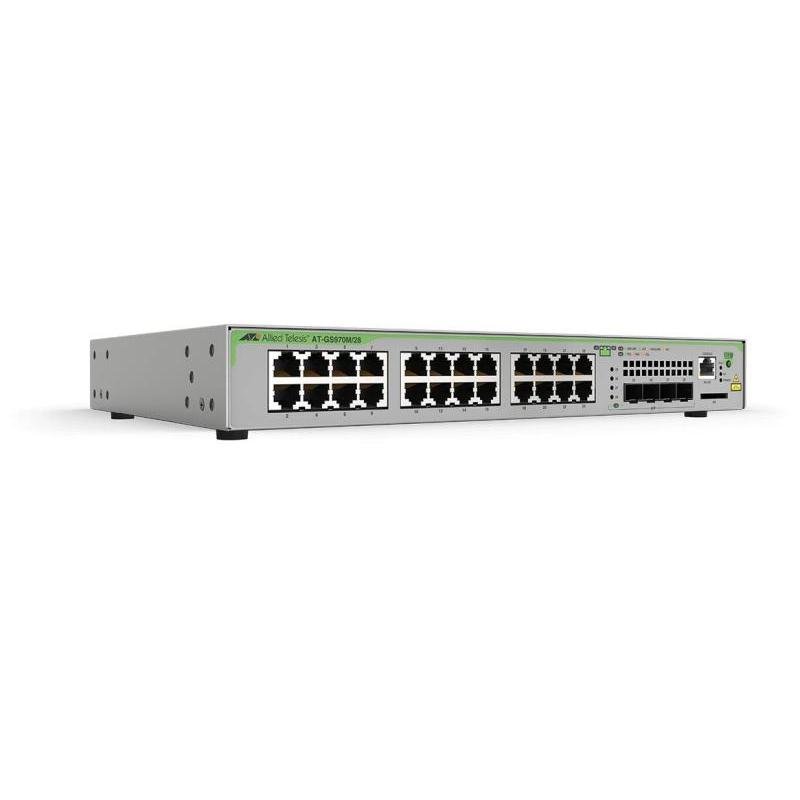 NET SWITCH 24PORT 10/100/1000T/+4SFP AT-GS970M/28PS-50 ALLIED