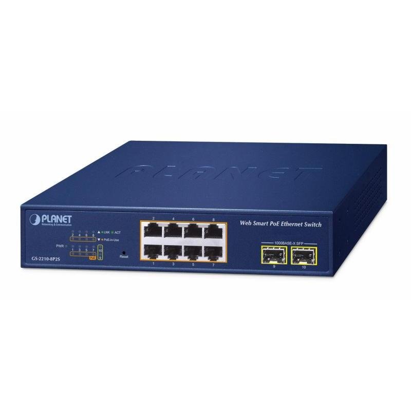 NET SWITCH 8PORT 1000M SFP/GS-2210-8P2S PLANET